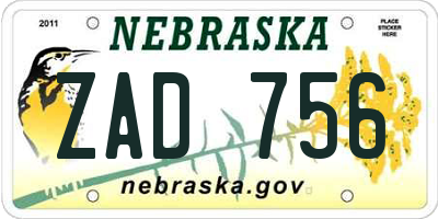 NE license plate ZAD756