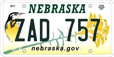 NE license plate ZAD757