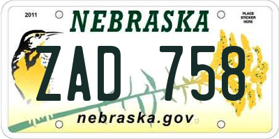 NE license plate ZAD758