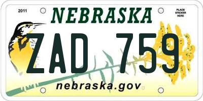 NE license plate ZAD759
