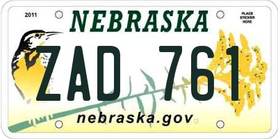 NE license plate ZAD761