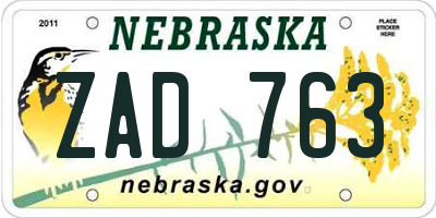 NE license plate ZAD763