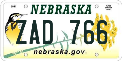 NE license plate ZAD766