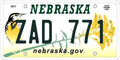 NE license plate ZAD771