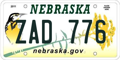 NE license plate ZAD776