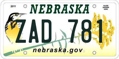 NE license plate ZAD781