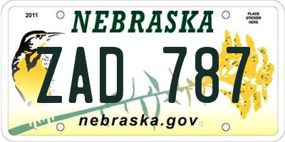 NE license plate ZAD787