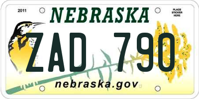 NE license plate ZAD790