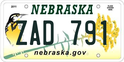 NE license plate ZAD791