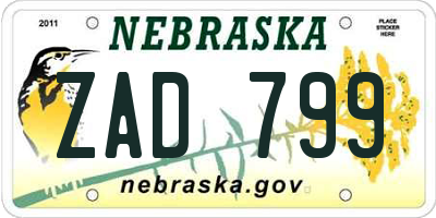 NE license plate ZAD799