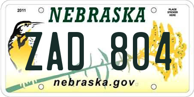 NE license plate ZAD804