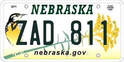 NE license plate ZAD811