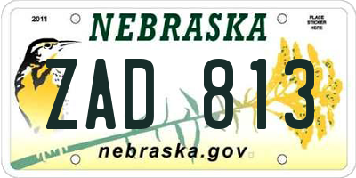 NE license plate ZAD813
