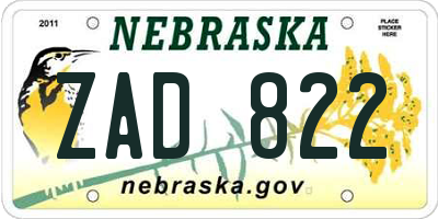 NE license plate ZAD822