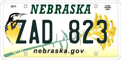 NE license plate ZAD823