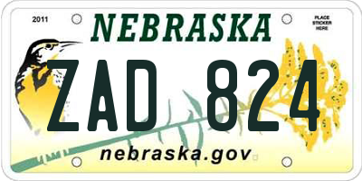 NE license plate ZAD824