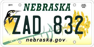 NE license plate ZAD832
