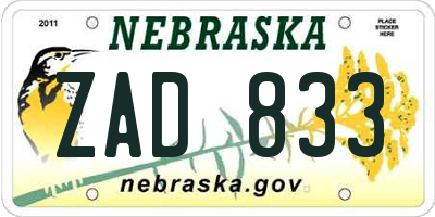 NE license plate ZAD833