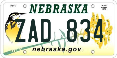 NE license plate ZAD834