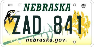 NE license plate ZAD841