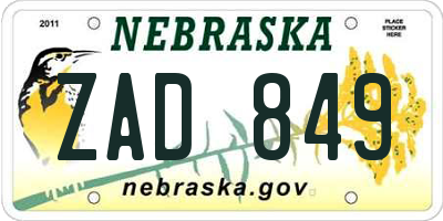 NE license plate ZAD849