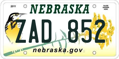 NE license plate ZAD852