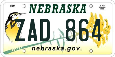 NE license plate ZAD864