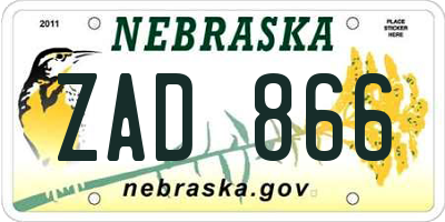 NE license plate ZAD866