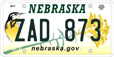 NE license plate ZAD873