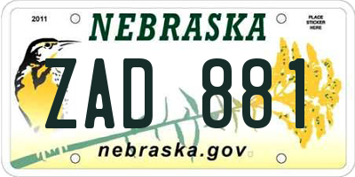 NE license plate ZAD881