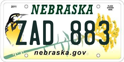 NE license plate ZAD883