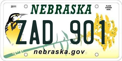 NE license plate ZAD901