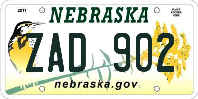 NE license plate ZAD902