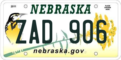 NE license plate ZAD906