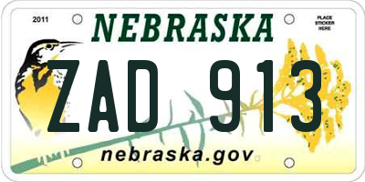 NE license plate ZAD913