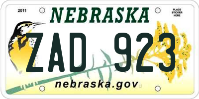 NE license plate ZAD923