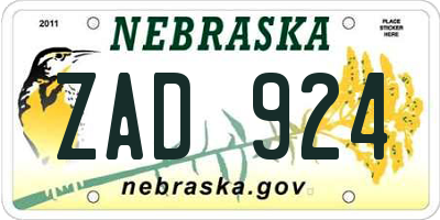 NE license plate ZAD924