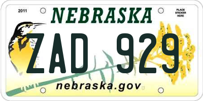NE license plate ZAD929
