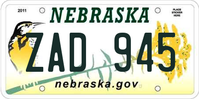 NE license plate ZAD945