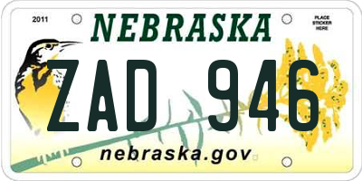 NE license plate ZAD946