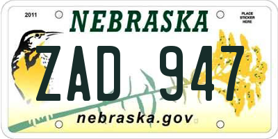 NE license plate ZAD947