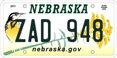 NE license plate ZAD948