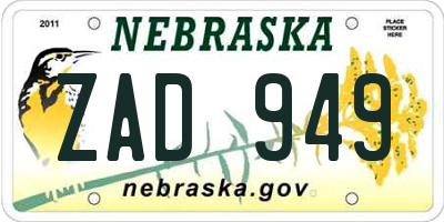 NE license plate ZAD949
