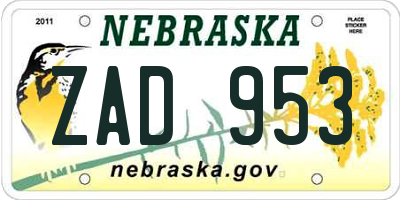 NE license plate ZAD953