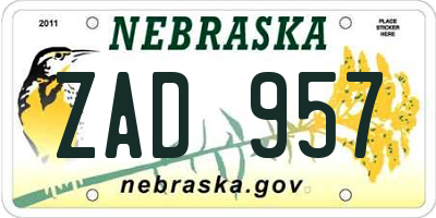 NE license plate ZAD957