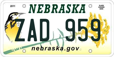 NE license plate ZAD959