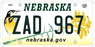NE license plate ZAD967