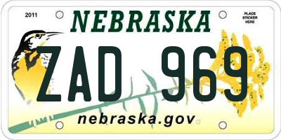 NE license plate ZAD969