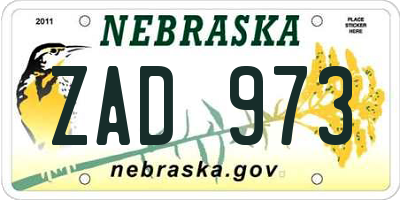 NE license plate ZAD973