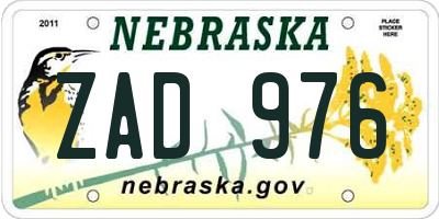 NE license plate ZAD976